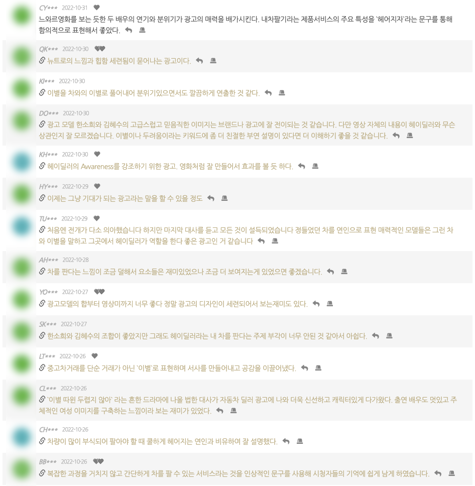 김혜수 한소희, 헤이딜러 광고 모델, 중고차 사이트, TVCF, 헤이딜러