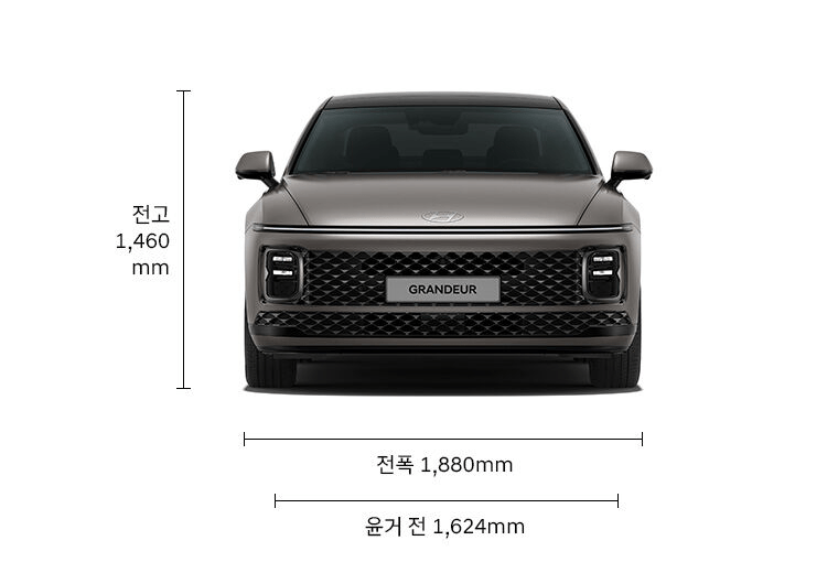 K8 그랜저 크기 비교, 그랜저 전폭 전고